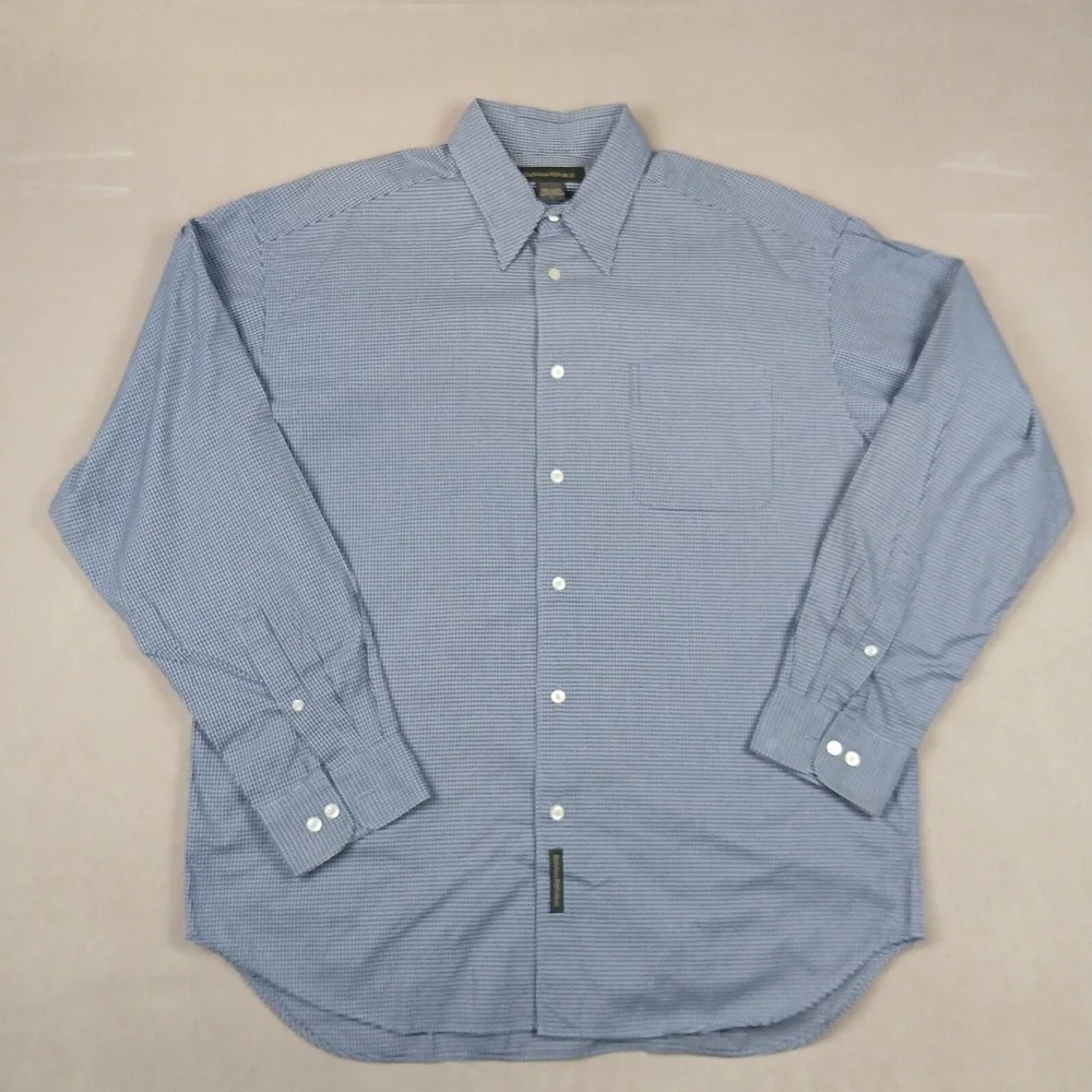 Banana Republic Large Mens Shirt Office Dress Houndstooth Heavy‎ 25x30 DEFECT